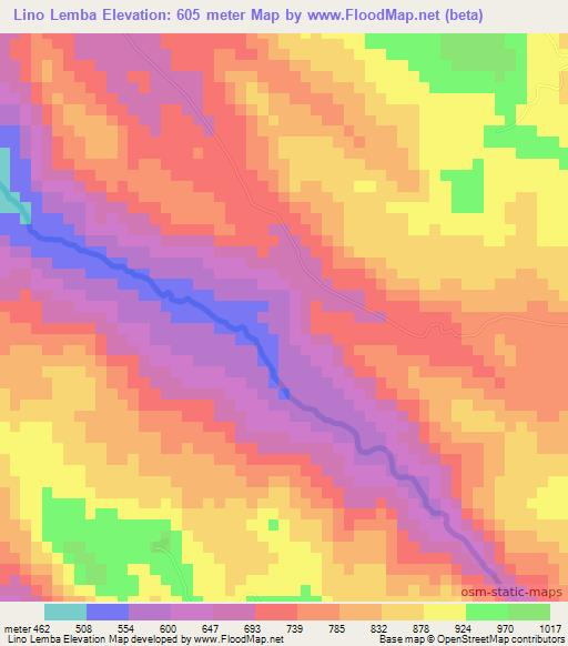 Lino Lemba,Angola Elevation Map