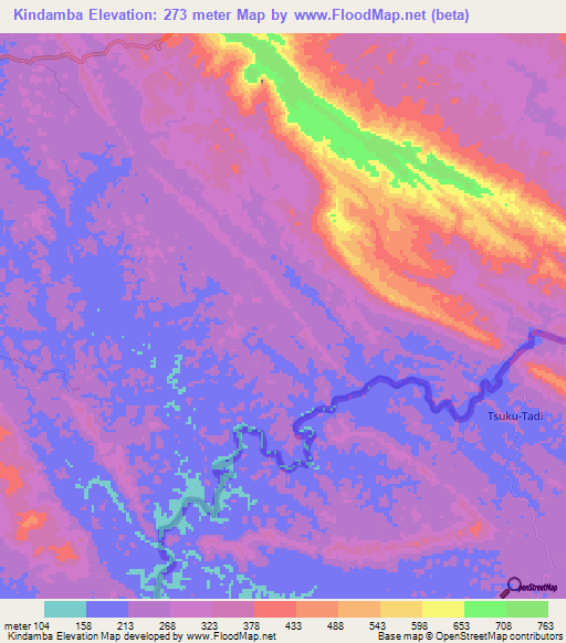 Kindamba,Angola Elevation Map