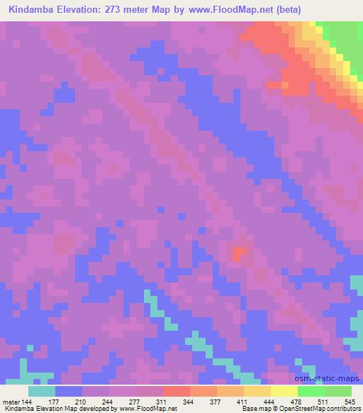 Kindamba,Angola Elevation Map