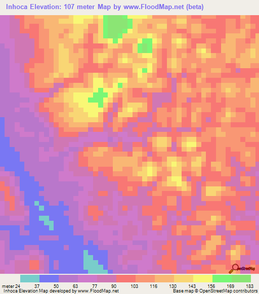Inhoca,Angola Elevation Map