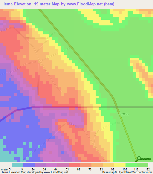 Iema,Angola Elevation Map