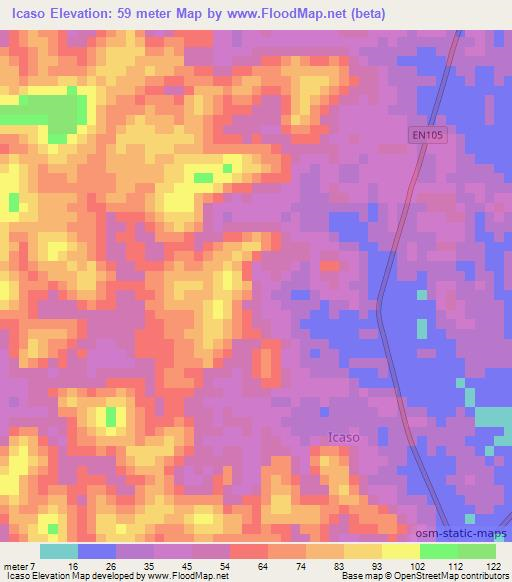 Icaso,Angola Elevation Map