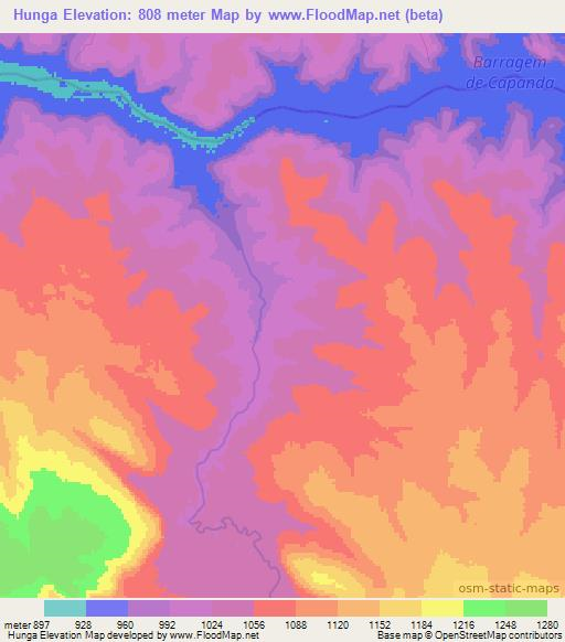 Hunga,Angola Elevation Map