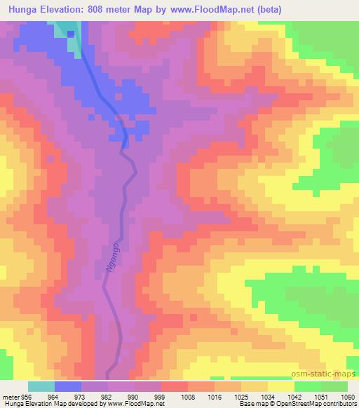 Hunga,Angola Elevation Map