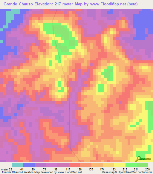 Grande Chauzo,Angola Elevation Map