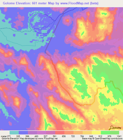 Golome,Angola Elevation Map