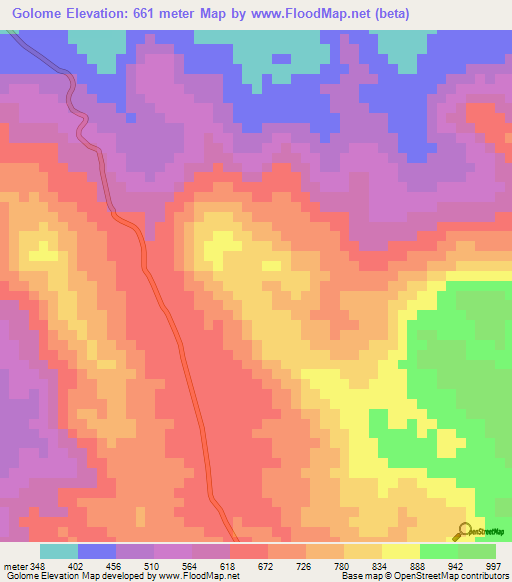 Golome,Angola Elevation Map