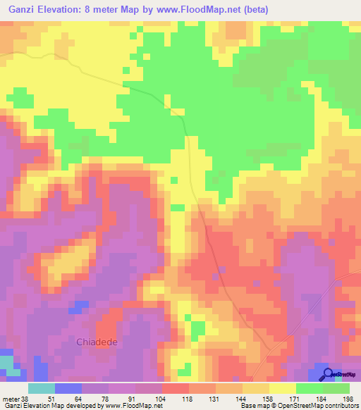 Ganzi,Angola Elevation Map