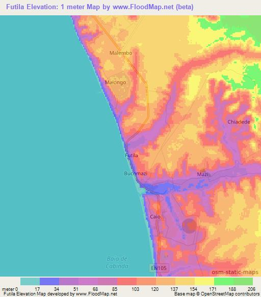 Futila,Angola Elevation Map