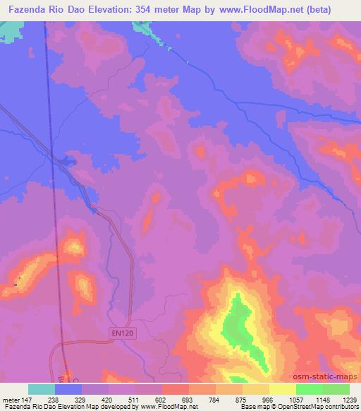 Fazenda Rio Dao,Angola Elevation Map