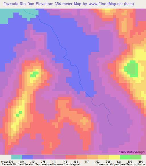 Fazenda Rio Dao,Angola Elevation Map