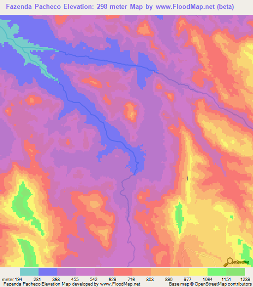 Fazenda Pacheco,Angola Elevation Map