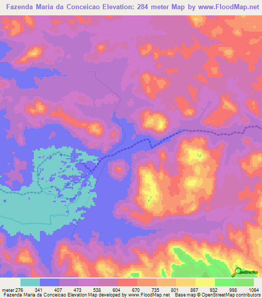Fazenda Maria da Conceicao,Angola Elevation Map