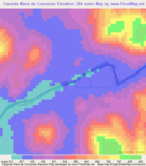 Fazenda Maria da Conceicao,Angola Elevation Map