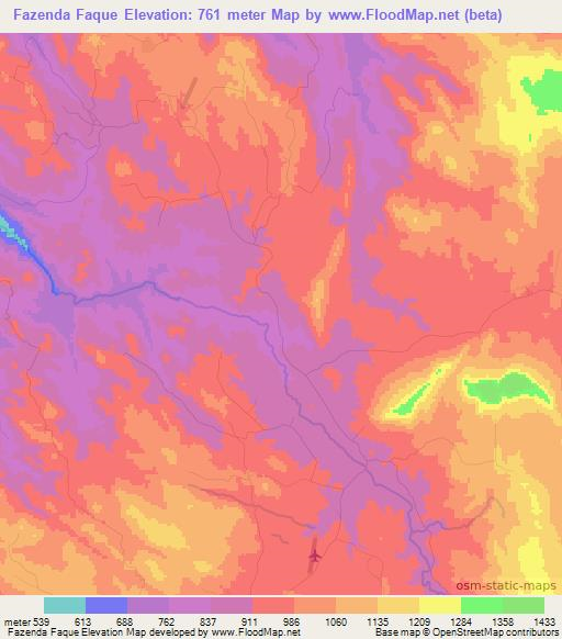 Fazenda Faque,Angola Elevation Map