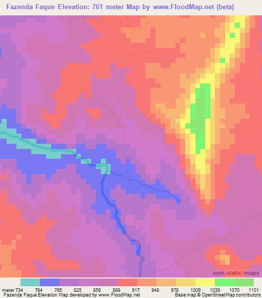 Fazenda Faque,Angola Elevation Map
