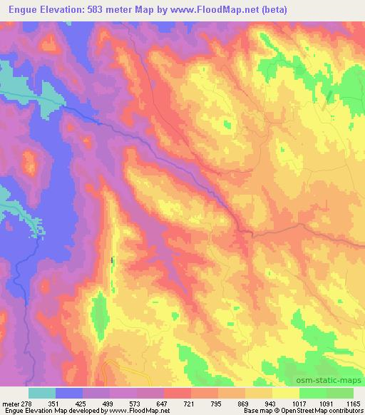 Engue,Angola Elevation Map