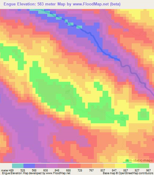 Engue,Angola Elevation Map