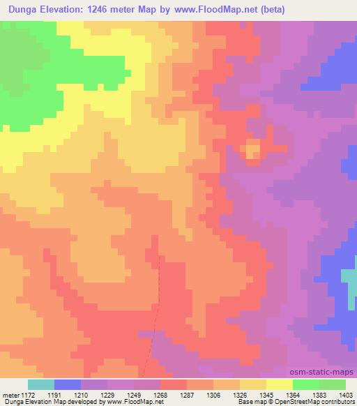 Dunga,Angola Elevation Map