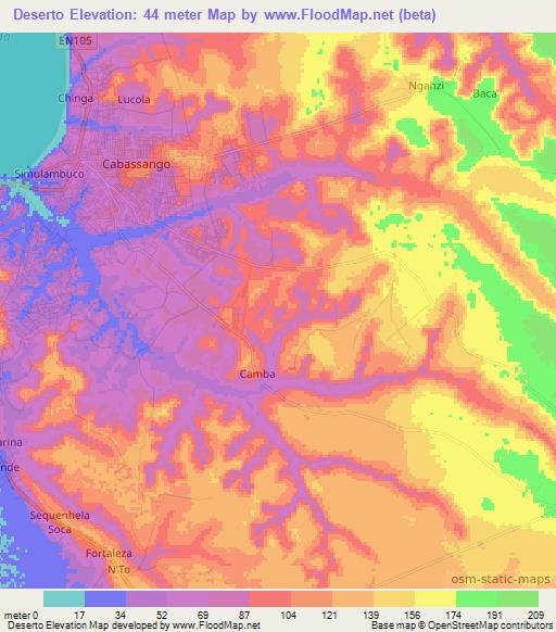 Deserto,Angola Elevation Map