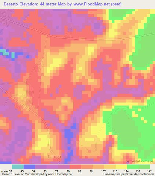Deserto,Angola Elevation Map