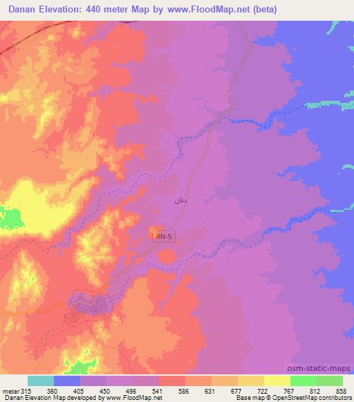 Danan,Djibouti Elevation Map