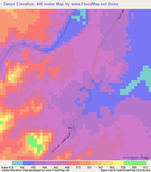 Danan,Djibouti Elevation Map
