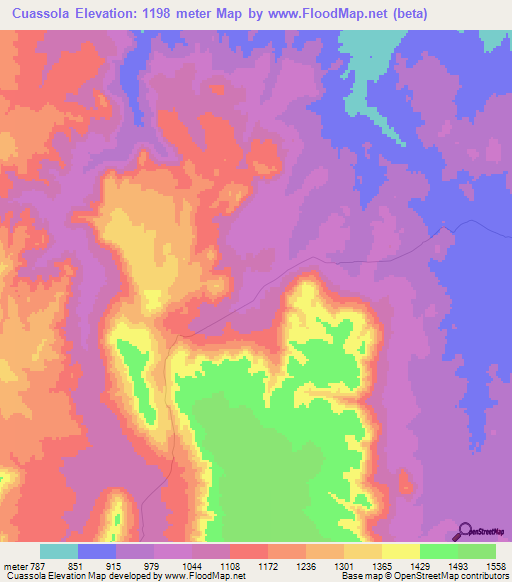 Cuassola,Angola Elevation Map