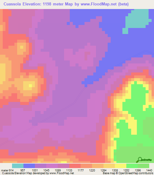 Cuassola,Angola Elevation Map