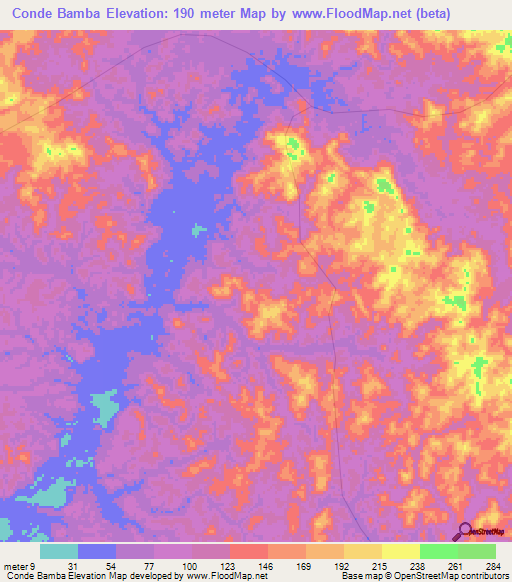 Conde Bamba,Angola Elevation Map