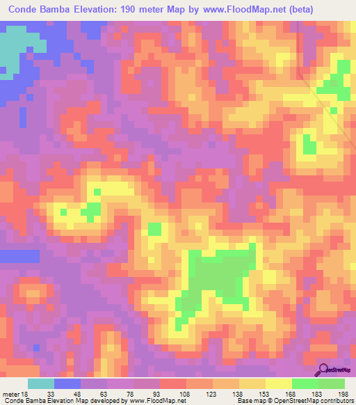 Conde Bamba,Angola Elevation Map