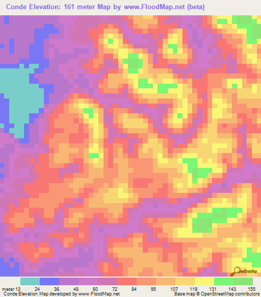 Conde,Angola Elevation Map