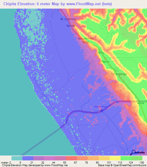 Chipita,Angola Elevation Map