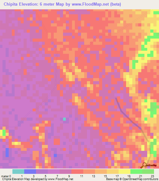 Chipita,Angola Elevation Map