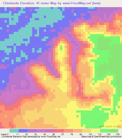 Chindende,Angola Elevation Map