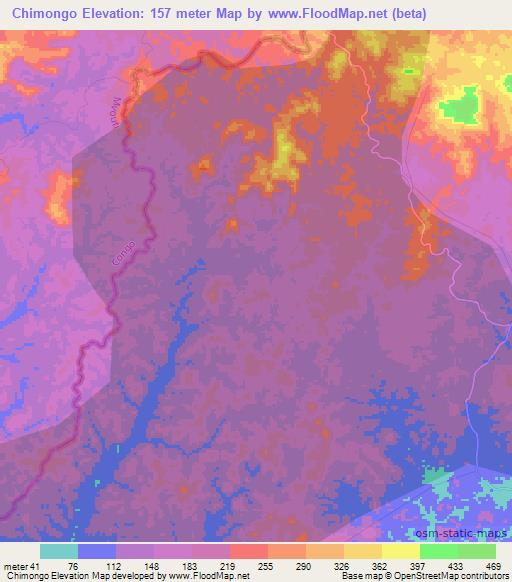 Chimongo,Angola Elevation Map