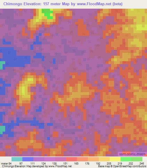 Chimongo,Angola Elevation Map