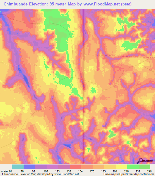 Chimbuande,Angola Elevation Map
