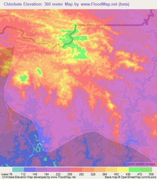 Chimbete,Angola Elevation Map