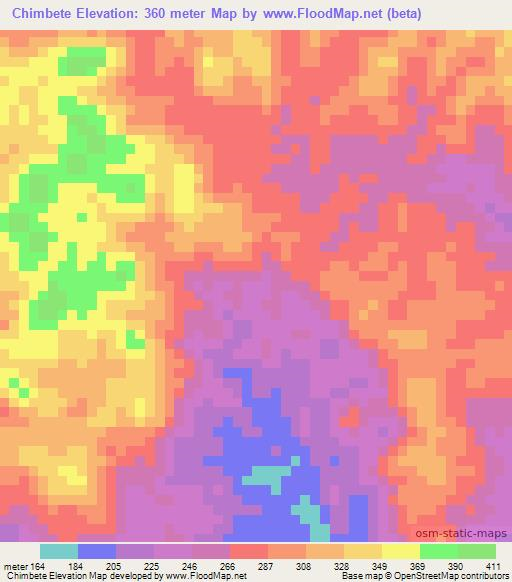 Chimbete,Angola Elevation Map