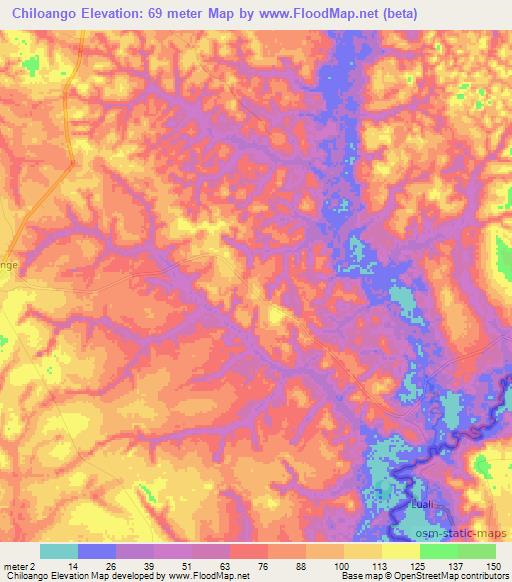 Chiloango,Angola Elevation Map