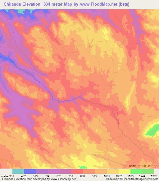 Chilanda,Angola Elevation Map