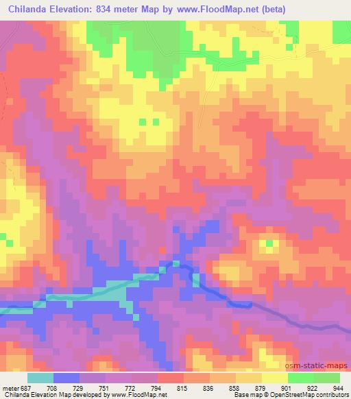 Chilanda,Angola Elevation Map