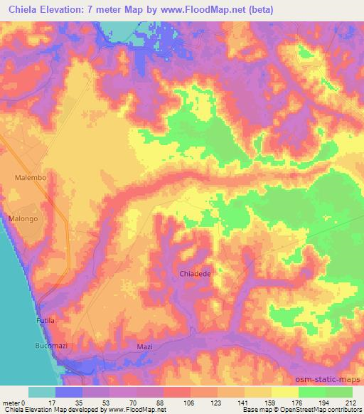 Chiela,Angola Elevation Map