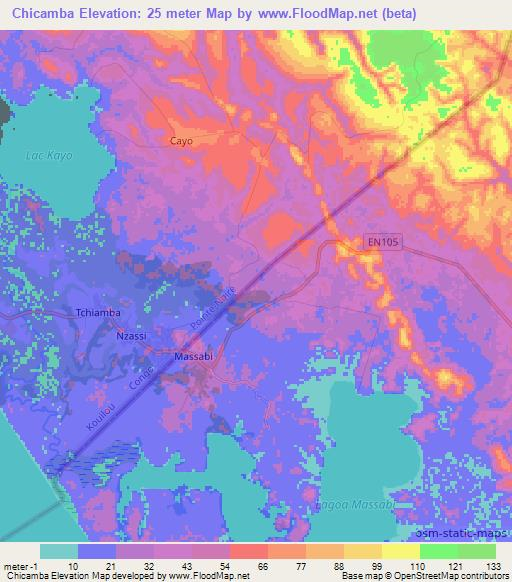 Chicamba,Angola Elevation Map
