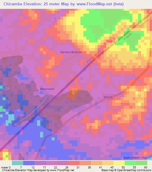 Chicamba,Angola Elevation Map