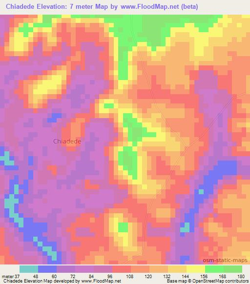 Chiadede,Angola Elevation Map