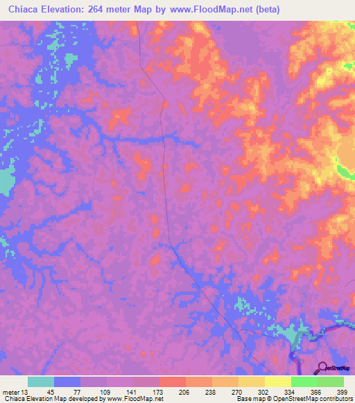 Chiaca,Angola Elevation Map