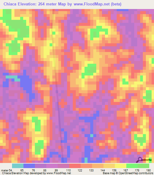 Chiaca,Angola Elevation Map