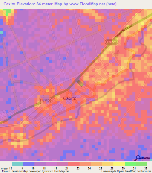 Caxito,Angola Elevation Map